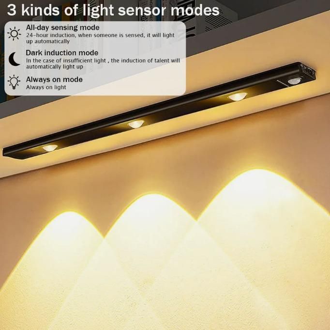 LED Motion Sensor Cabinet Light β USB Rechargeable, 3 Modes & Easy Stick-On