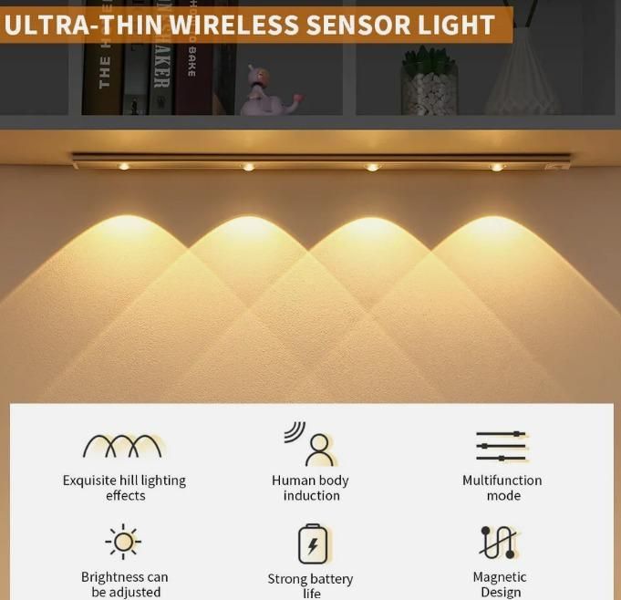 LED Motion Sensor Cabinet Light β USB Rechargeable, 3 Modes & Easy Stick-On