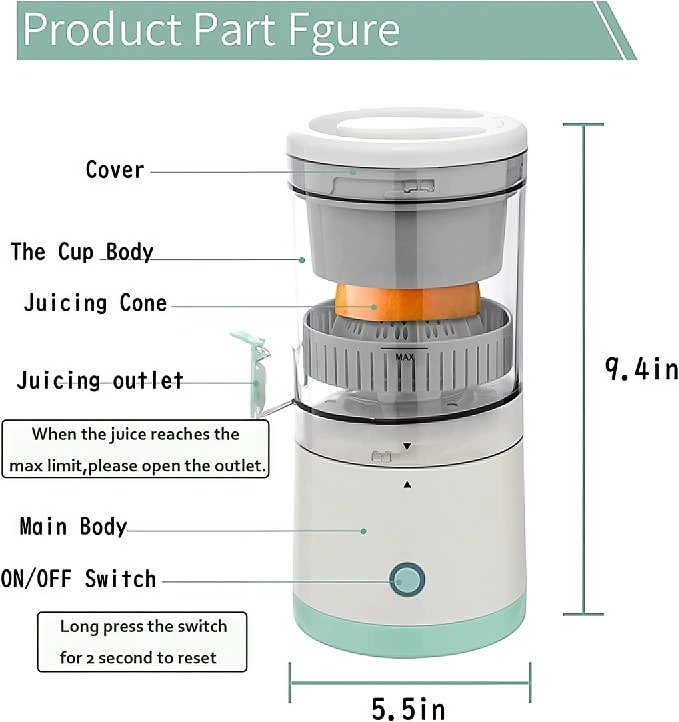 Electric Citrus Juicer – USB Rechargeable, Portable & Perfect for Fresh Juice Anywhere