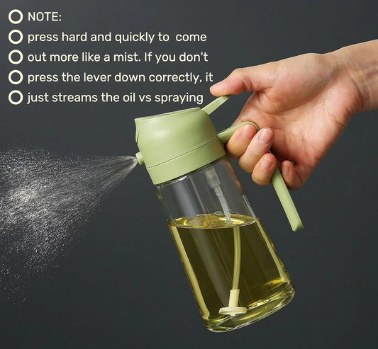 Smart Glass Oil Dispenser Bottle – 2-in-1 Spray & Pour Design for Effortless Cooking