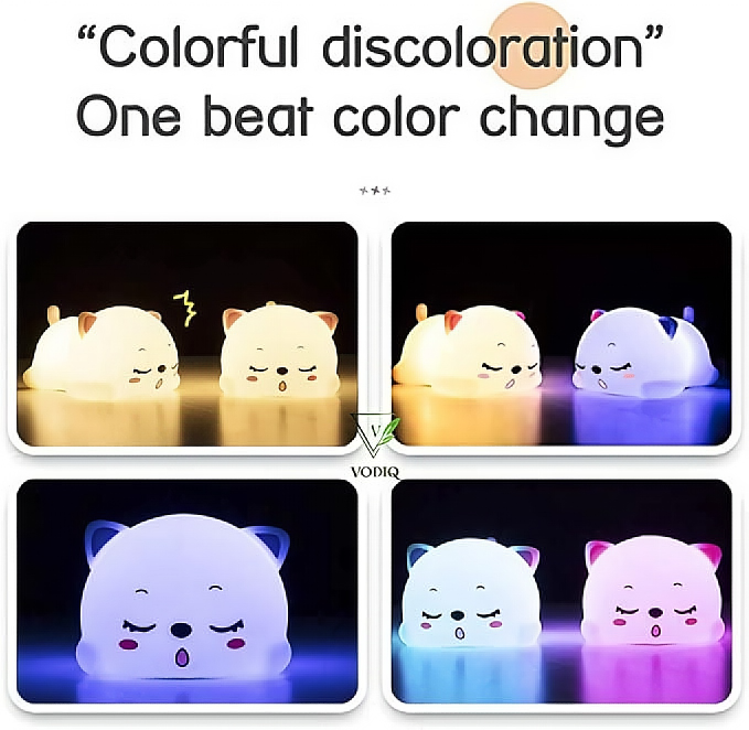 Cute Cat Silicone Night Light – Soft LED Lamp for Kids, Babies & Nursery Décor