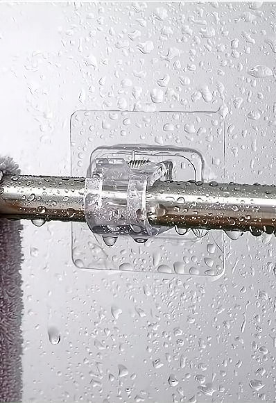 Self-Adhesive Rod Clip Hooks (Pack of 6) – No Drill, Easy Stick-On for Curtain & Towel Rods