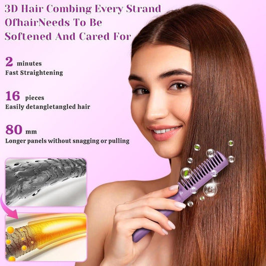 Cordless Mini Hot Comb Hair Straightener – Portable Rechargeable Hair Styling Brush with Adjustable Heat