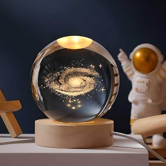 3D Crystal LED Lamp Ball – Engraved Light Sphere for Home Décor & Gifting