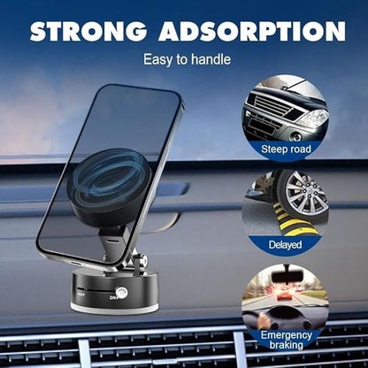 Vacuum Mobile Holder – 360° Rotation, Foldable & Universal Magnetic Grip