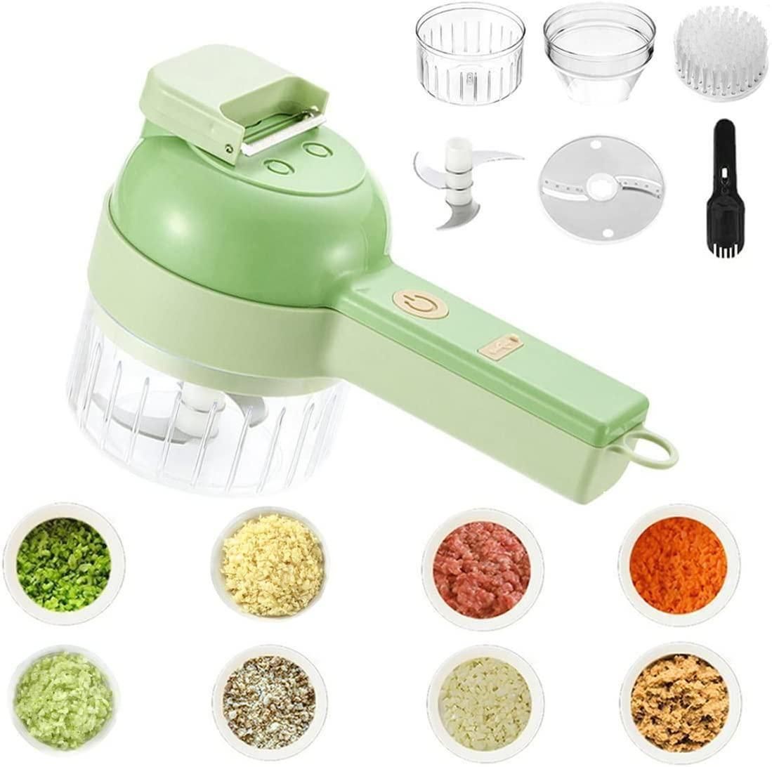4 in 1 Portable Electric Vegetable Cutter Set – Multifunctional Slicer, Chopper, Grinder & Peeler