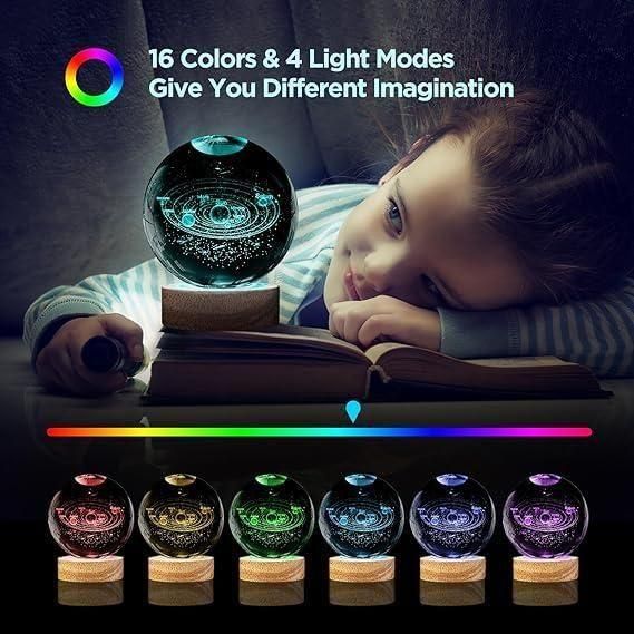 3D Crystal LED Lamp Ball – Engraved Light Sphere for Home Décor & Gifting