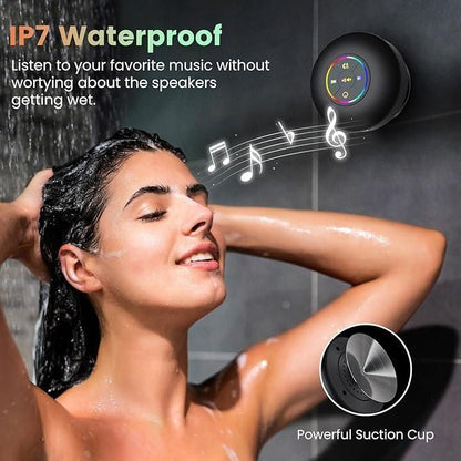 Waterproof Bluetooth Speaker with Suction Cup & LED Lights – Stick Anywhere, Play Everywhere