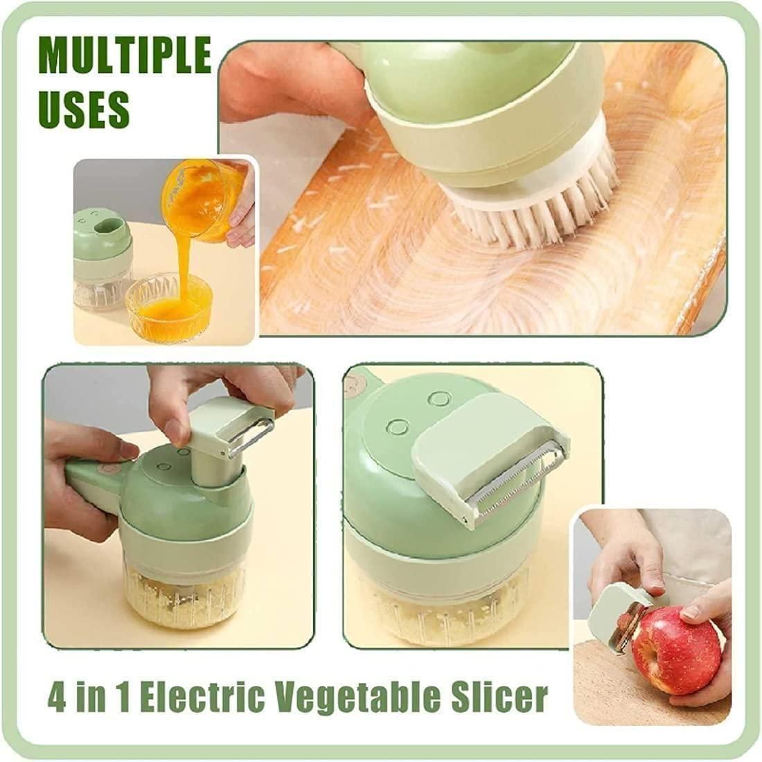 4 in 1 Portable Electric Vegetable Cutter Set – Multifunctional Slicer, Chopper, Grinder & Peeler