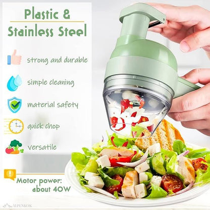 4 in 1 Portable Electric Vegetable Cutter Set – Multifunctional Slicer, Chopper, Grinder & Peeler