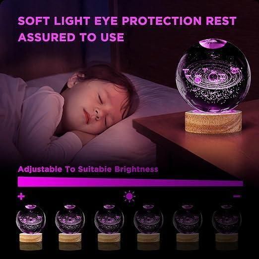 3D Crystal LED Lamp Ball – Engraved Light Sphere for Home Décor & Gifting