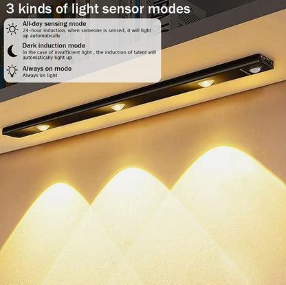 LED Motion Sensor Cabinet Light – USB Rechargeable, 3 Modes & Easy Stick-On