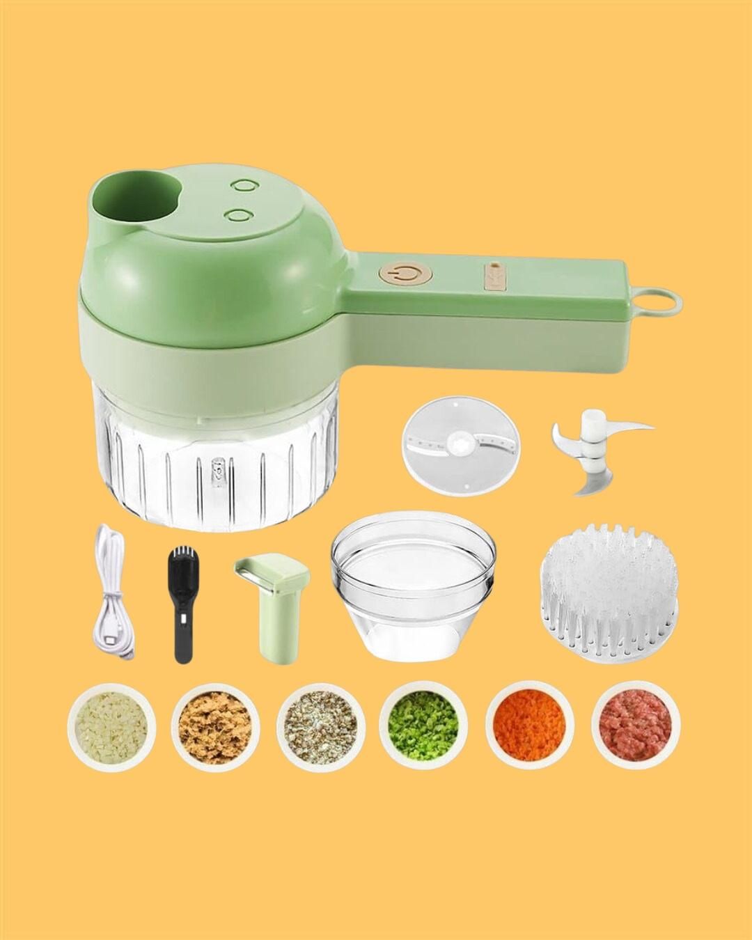 4 in 1 Portable Electric Vegetable Cutter Set – Multifunctional Slicer, Chopper, Grinder & Peeler