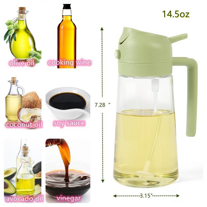 Smart Glass Oil Dispenser Bottle – 2-in-1 Spray & Pour Design for Effortless Cooking