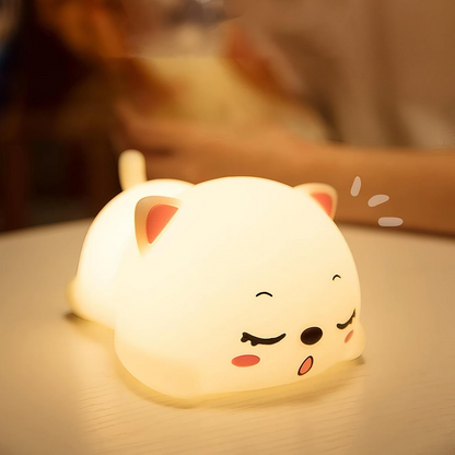 Cute Cat Silicone Night Light – Soft LED Lamp for Kids, Babies & Nursery Décor
