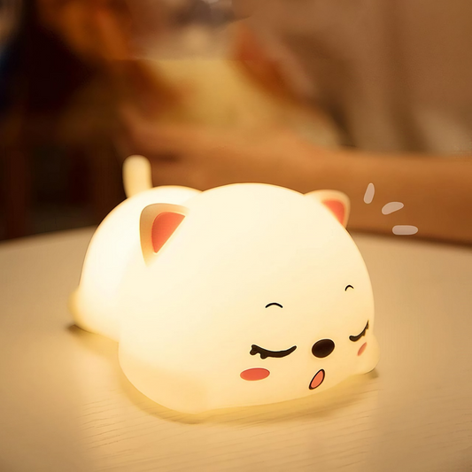Cute Cat Silicone Night Light – Soft LED Lamp for Kids, Babies & Nursery Décor
