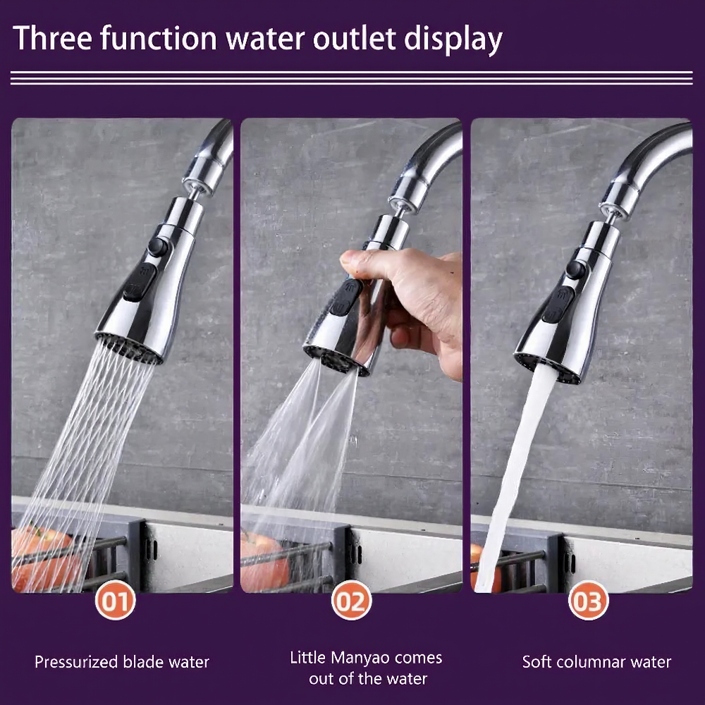 Smart Kitchen Faucet Nozzle – 3-in-1 Spray Modes for Easy, Efficient Washing