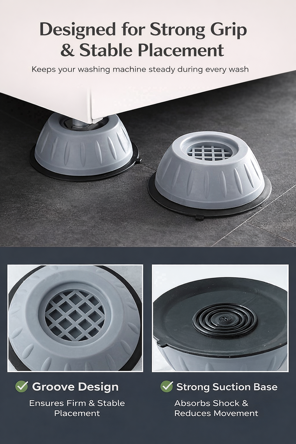 Anti Vibration Pads for Washing Machine – Shockproof Feet (4 Pcs)