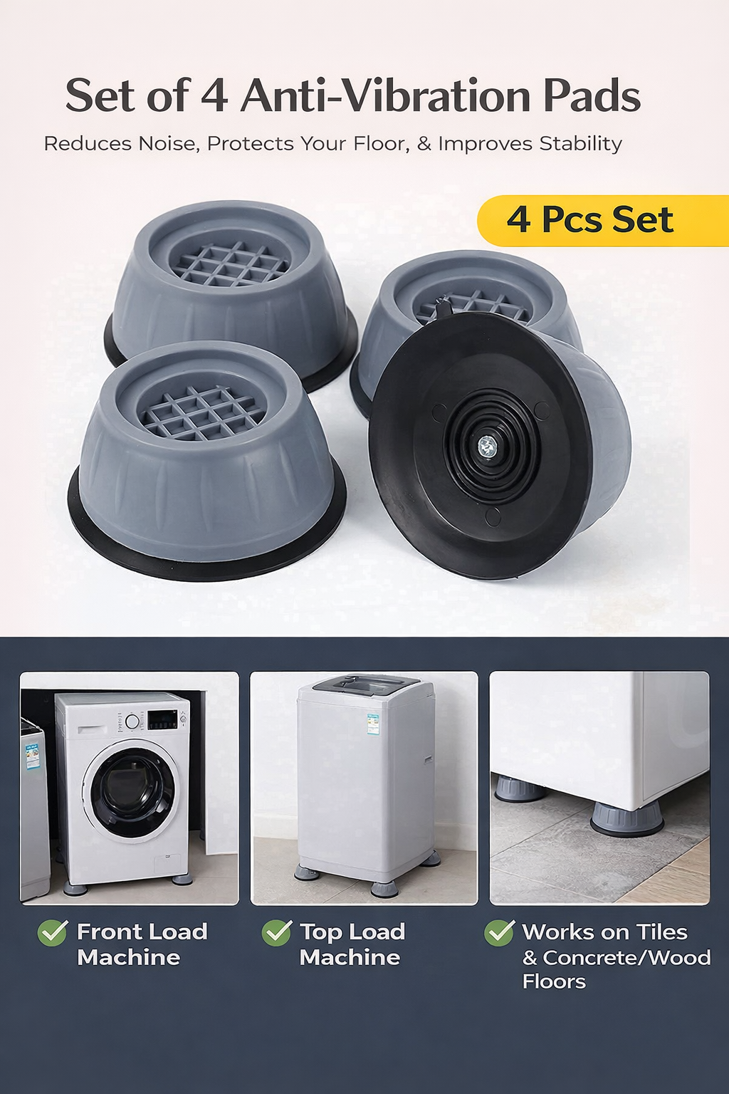 Anti Vibration Pads for Washing Machine – Shockproof Feet (4 Pcs)
