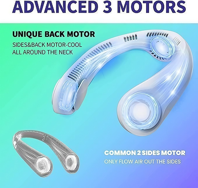 Bladeless Rechargeable Neck Fan – Portable, Wearable & Hands-Free Cooling
