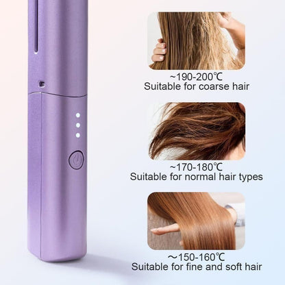 Cordless Mini Hot Comb Hair Straightener – Portable Rechargeable Hair Styling Brush with Adjustable Heat