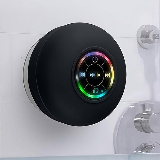 Waterproof Bluetooth Speaker with Suction Cup & LED Lights – Stick Anywhere, Play Everywhere